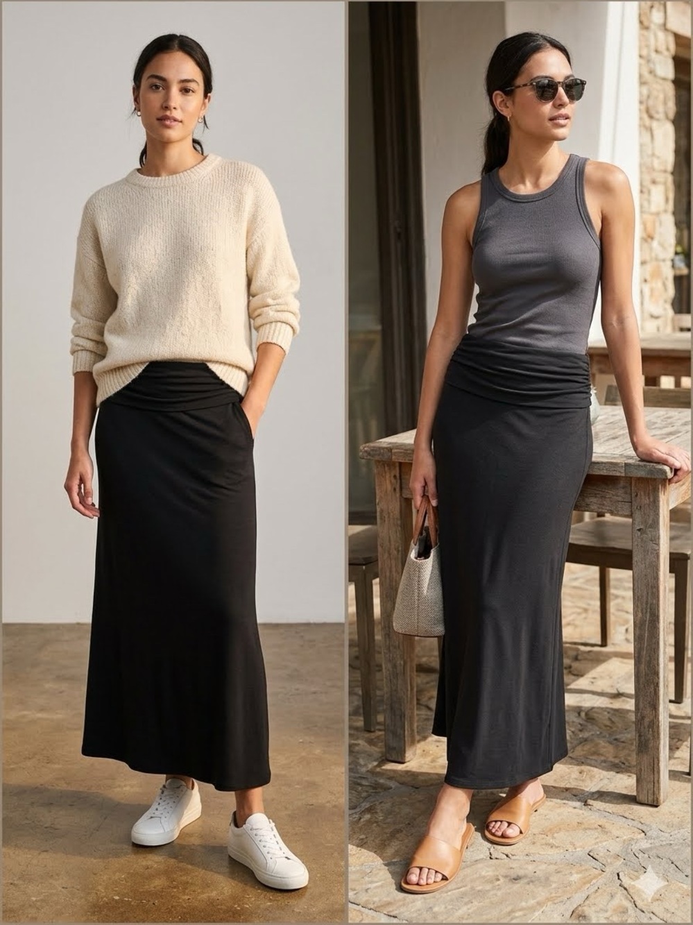 Patagonia Black Fold-Over Maxi Skirt